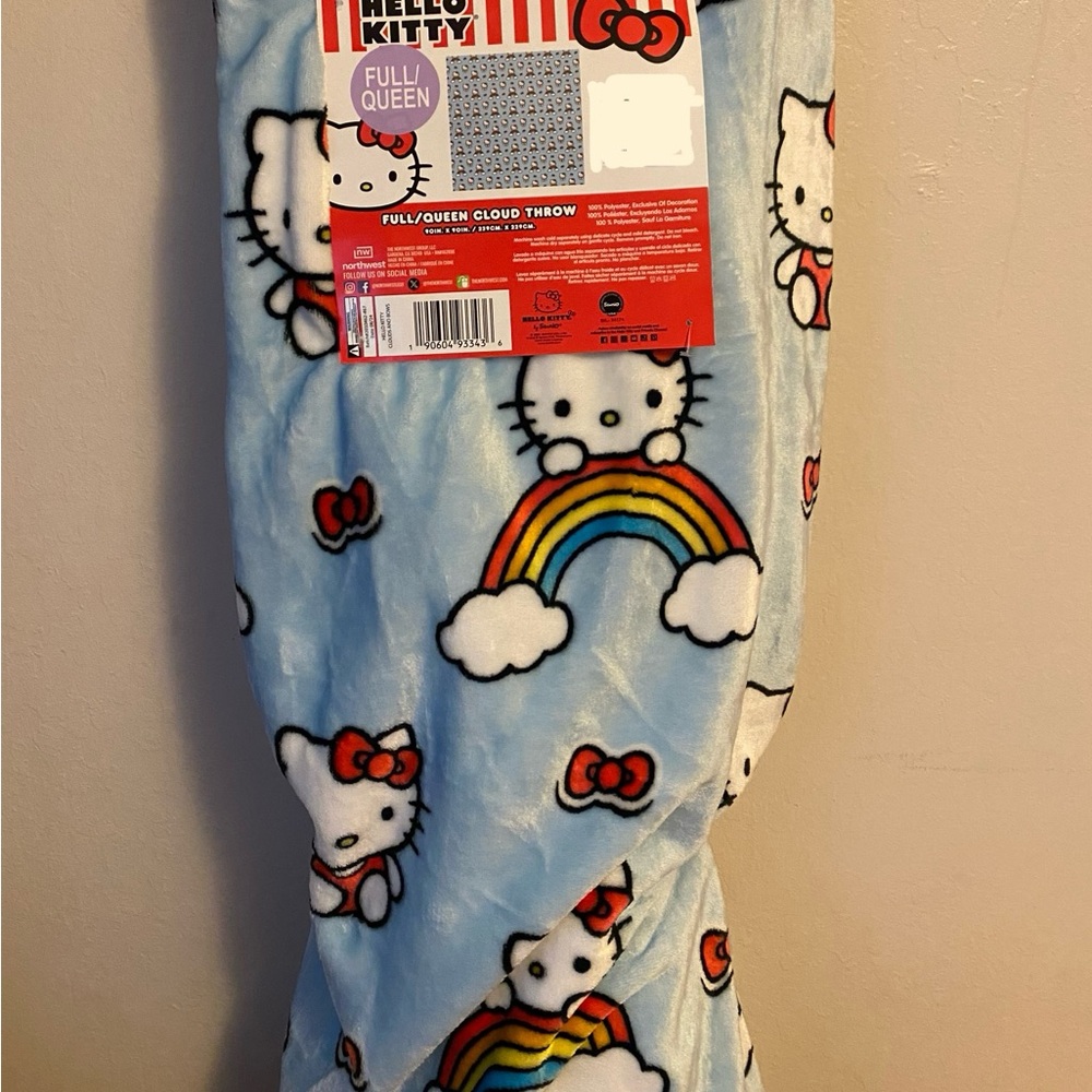 New Hello Kitty Blue Rainbow Blanket (NWT)